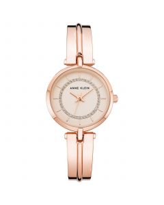 Women's Rose Gold-Tone Alloy Bangle with Silver Glitter Watch, 38mm