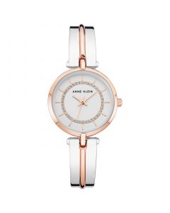 Women's Silver-Tone and Rose Gold-Tone Alloy Bangle with Silver Glitter Watch, 38mm