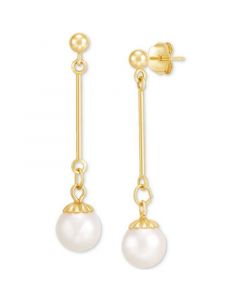 Cultured Freshwater Pearl (6-1/2 - 7mm) Drop Earrings in 14k Gold