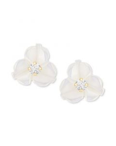 Mother-of-Pearl & Cubic Zirconia Flower Stud Earrings in 14k Gold