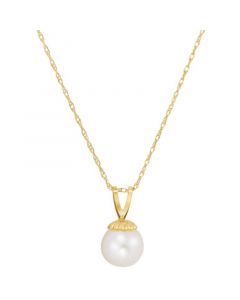 Cultured Freshwater Pearl (6-3/4mm) 18" Pendant Necklace in 14k Gold