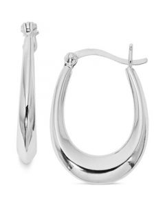 Polished Small Oval Hoop Earrings in Sterling Silver, Created for Macy's