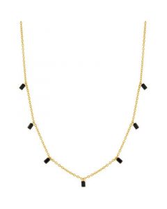 Onyx Baguette Dangle 18" Collar Necklace in 14k Gold-Plated Sterling Silver