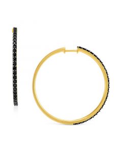 Onyx Medium Hoop Earrings in 14k Gold-Plated Sterling Silver, 1.5"