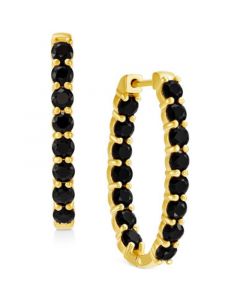 Onyx In & Out Oval Hoop Earrings in 14k Gold-Plated Sterling Silver, 0.5"