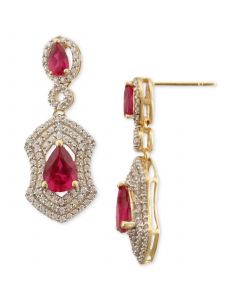 Ruby (2-1/2 ct. t.w.) & Diamond (3/4 ct. t.w.) Drop Earrings in 14k Gold