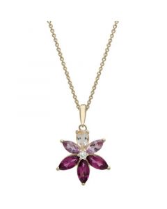 Multi-Gemstone Flower 17" Pendant Necklace (1-1/2 ct. t.w.) in 14k Gold