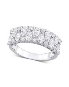 Diamond Pear & Round Semi-Eternity Cluster Ring (2 ct. t.w.) in 14k White Gold