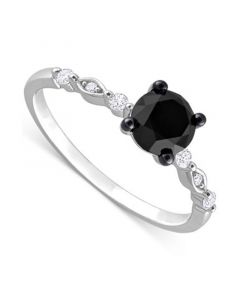 Black Diamond (1 ct. t.w.) & White Diamond Accent Engagement Ring in 14k White Gold