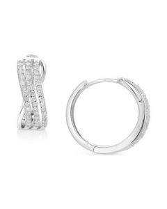 Diamond Swirl Small Hoop Earrings (1/4 ct. t.w.) in Sterling Silver