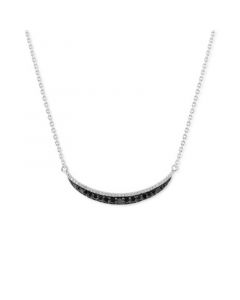 Black Diamond (1/4 ct. t.w.) & White Diamond (1/10 ct. t.w.) Crescent Bar 18" Pendant Necklace in Sterling Silver