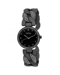 Unisex Interwoven Crystal Black Alloy Bangle Watch 26mm