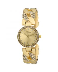 Unisex Interwoven Crystal Gold-Tone Alloy Bangle Watch 26mm