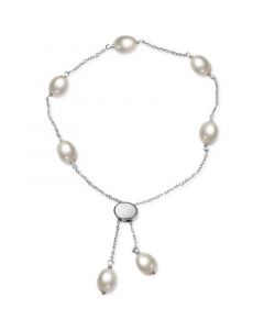 Cultured Freshwater Pearl (6mm) Bolo Bracelet in Sterling Silver