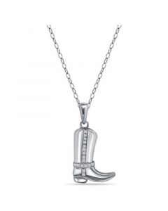 Cubic Zirconia Cowboy Boot Pendant in Sterling Silver