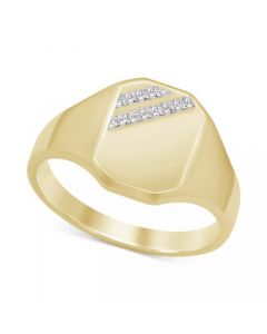 Men's Diamond Polished Signet Ring (1/20 ct. t.w.) in 10k Gold