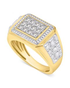 Men's Diamond Textured Ring (1/2 ct. t.w.) in 10k Gold