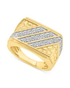 Men's Diamond Diagonal Row Nugget Ring (1 ct. t.w.) in 10k Gold