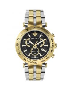 Men's Swiss Chronograph Bold Two Tone Stainless Steel Bracelet Watch 46mm