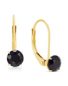 Onyx Solitaire Leverback Drop Earrings in 14k Gold