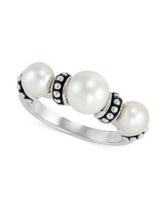 Cultured Freshwater Pearl (5-1/2 - 7-1/2mm) Beaded Rondelle Ring in Sterling Silver