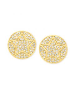 Men's Diamond Cluster Star Disc Stud Earrings (3/4 ct. t.w.) in 10k Gold