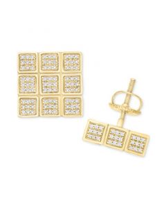 Men's Diamond Square Cluster Stud Earrings (1 ct. t.w.) in 10k Gold