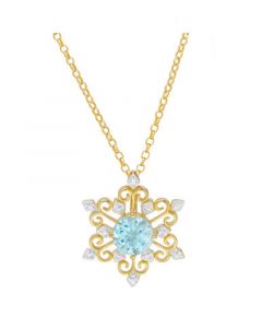 Blue Topaz Snowflake 18" Pendant Necklace (1 ct. t.w.) in Sterling Silver & 14k Gold-Plate