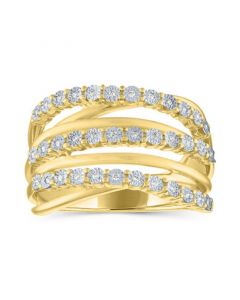 Diamond Multirow Crossover Statement Ring (1/10 ct. t.w.)