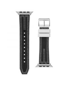 Men's Black Nylon on White Silicone band compatible with Apple 42mm, 43mm, 44mm watch