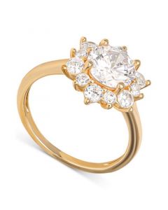 Cubic Zirconia Cluster Flower Ring in Gold-Plated Sterling Silver, Created for Macy's