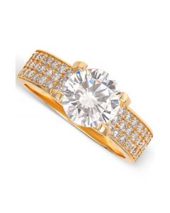 Cubic Zirconia Solitaire Pavé Ring in Gold-Plated Sterling Silver, Created for Macy's