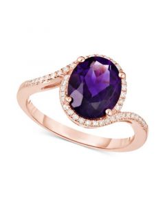 Amethyst (2-1/4 ct. t.w.) & Diamond (1/6 ct. t.w.) Ring in 14k Rose Gold