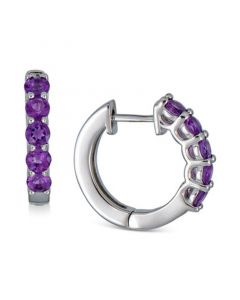 Blue Topaz Small Hoop Earrings (1-1/2 ct. t.w.) in Sterling Silver, 0.67" (Also in Amethyst)