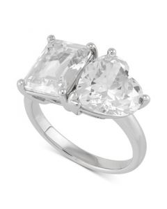 Cubic Zirconia Two Stone Promise Ring in Sterling Silver