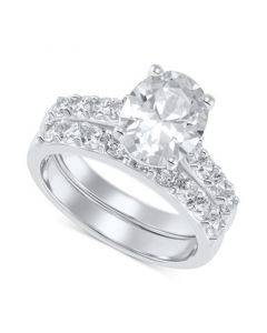 2-Pc. Set Cubic Zirconia Ring & Band in Sterling Silver