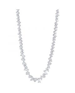 Cubic Zirconia Multi-Cut Collar Necklace in Sterling Silver, 15" + 3" extender