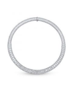 Cubic Zirconia Oval & Round 18" Collar Necklace in Sterling Silver