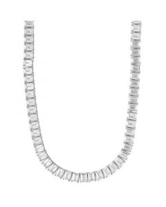 Cubic Zirconia Baguette 18" Collar Necklace in Sterling Silver