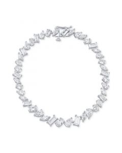 Cubic Zirconia Multi-Cut Tennis Bracelet in Sterling Silver