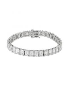 Cubic Zirconia Baguette Tennis Bracelet in Sterling Silver