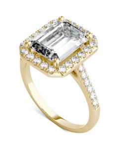 Moissanite Emerald-Cut Halo Ring (4 ct. t.w. Diamond Equivalent) in 14k Gold