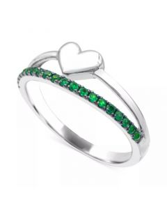 Emerald & Polished Heart Split Shank Ring (3/8 ct. t.w.) in Sterling Silver (Also in Ruby)