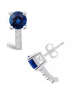 Sapphire (2 Ct. t.w.) and Diamond (1/8 Ct. t.w.) Stud Earrings