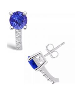 Tanzanite (1-5/8 Ct. t.w.) and Diamond (1/8 Ct. t.w.) Stud Earrings