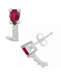 Ruby (1 Ct. t.w.) and Diamond (1/8 Ct. t.w.) Stud Earrings