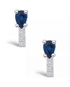 Sapphire (1 Ct. t.w.) and Diamond (1/8 Ct. t.w.) Stud Earrings