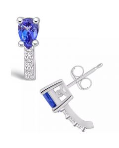 Tanzanite (3/4 Ct. t.w.) and Diamond (1/8 Ct. t.w.) Stud Earrings