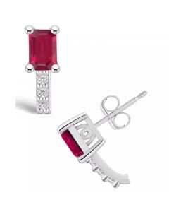 Ruby (1-3/8 Ct. t.w.) and Diamond (1/8 Ct. t.w.) Stud Earrings