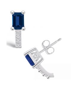 Sapphire (1-3/8 Ct. t.w.) and Diamond (1/8 Ct. t.w.) Stud Earrings